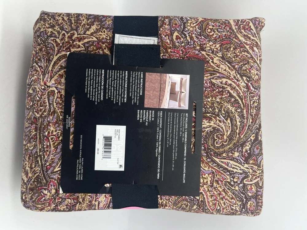 Lauren Ralph Lauren Hallie King Duvet Cover Set 100% Cotton Paisley 2 King Shams